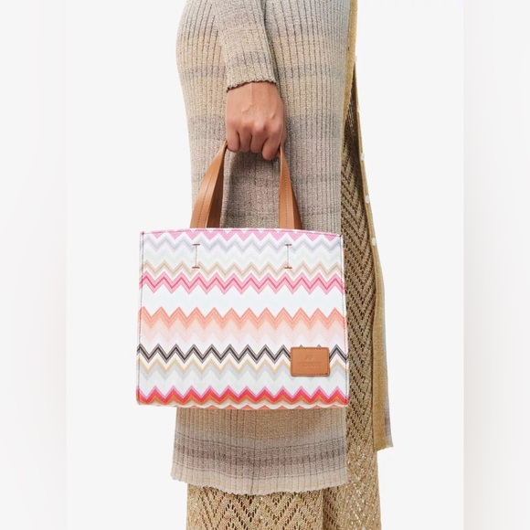 Missoni Handbags - NWT MISSONI Chevron-pattern small cotton-blend tote bag purse
